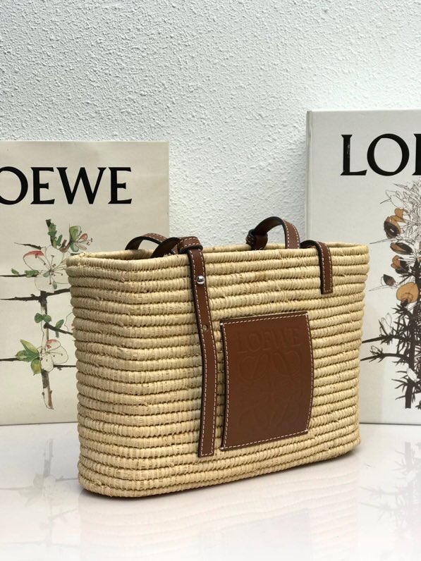 Loewe專櫃新款拉菲草編織女包 羅意威方形Basket手袋女包 型號10123 lyw1175